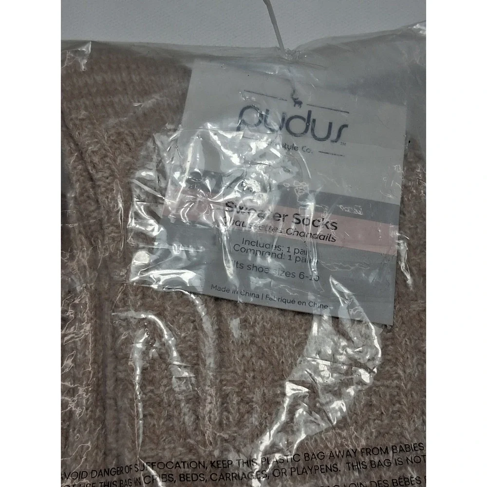 NEW Pudus Women's Tan Long Sweater Socks Shoe size 6-10